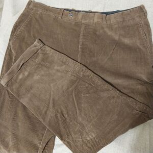 VTG Tom James pants Mens 42x29 brown corduroy flat front suspender buttons Retro